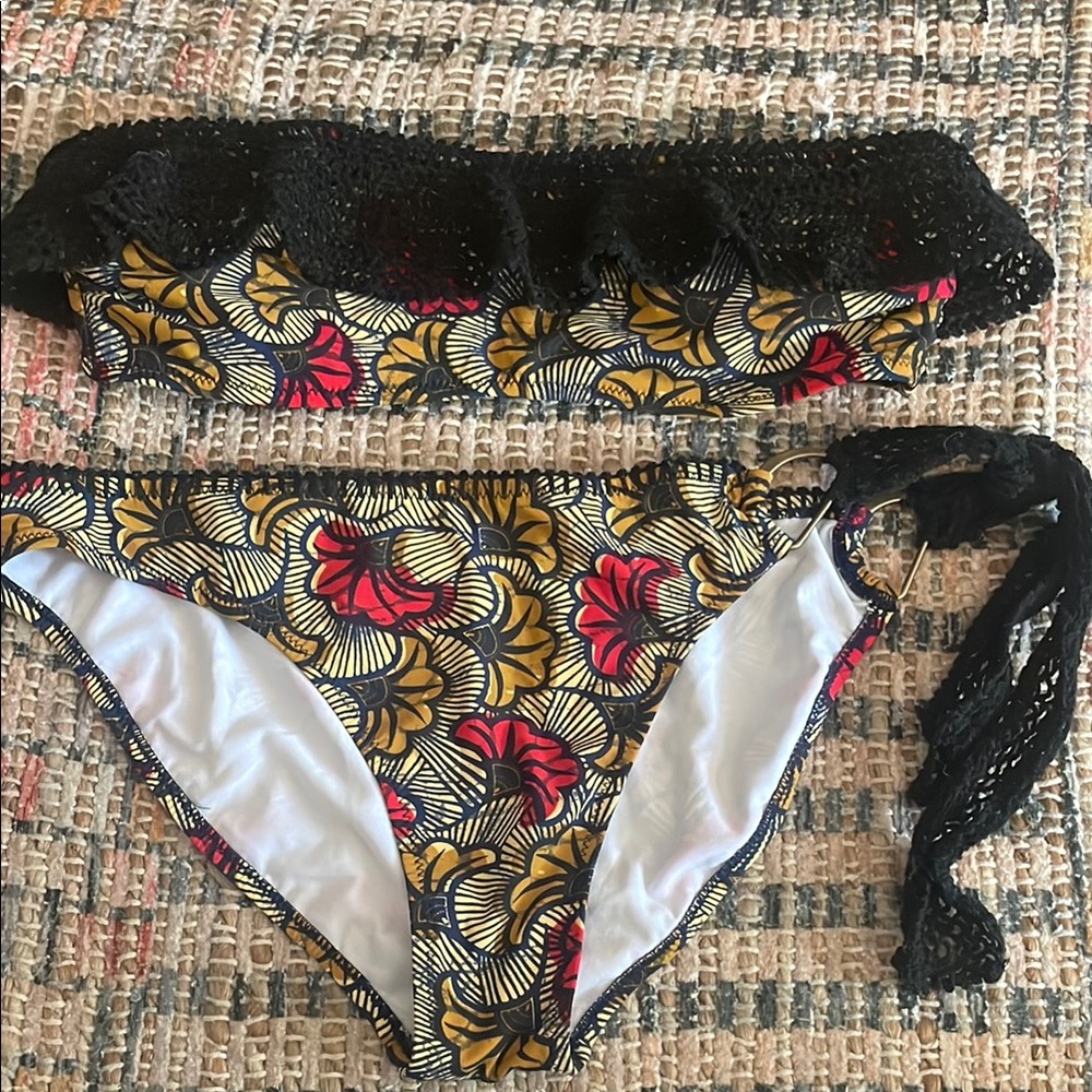 Red Carter Black and Yellow Floral Bikini